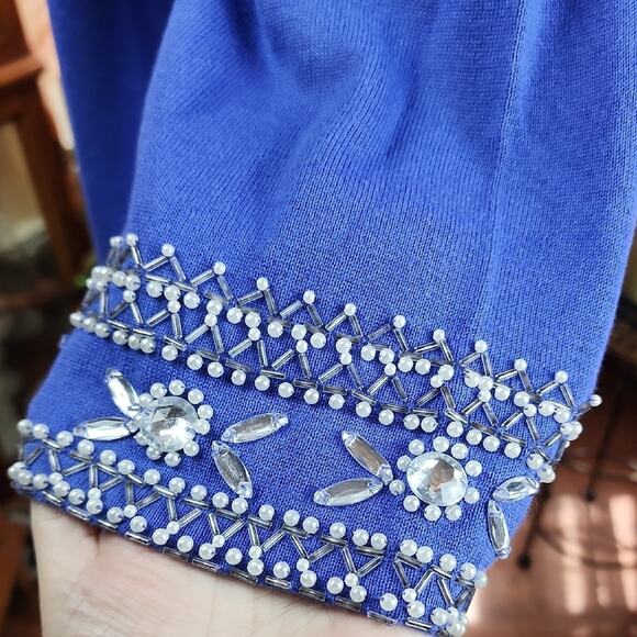BOB MACKIE | NWT Maximalist Royal Blue Beaded Rhinestone Embellished Tunic | 1X - Picture 4 of 13